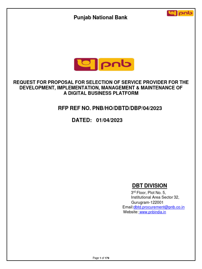 RFP for Digital Business Platform Services | PDF | Request For Proposal ...