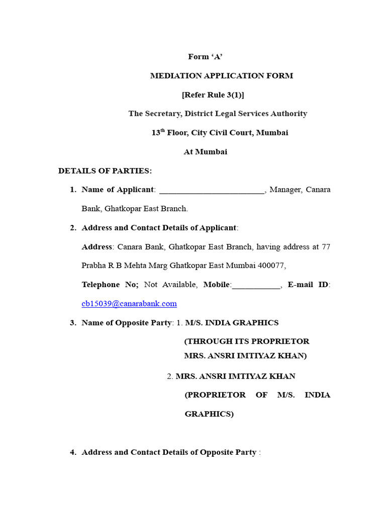 Mediation Application for Loan Recovery | PDF | Law