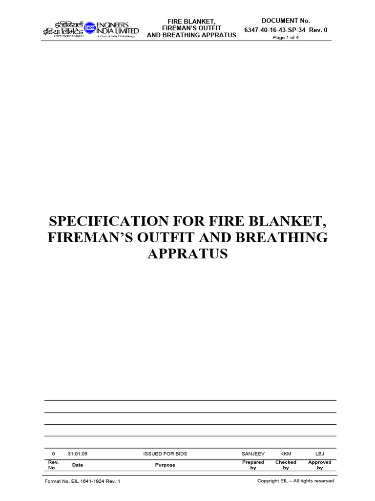 Specification For Fire Blanket& Firemans | PDF | Specification ...