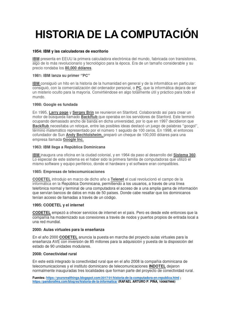 Evolución de la Computación en la Historia | PDF | Ibm | Informática