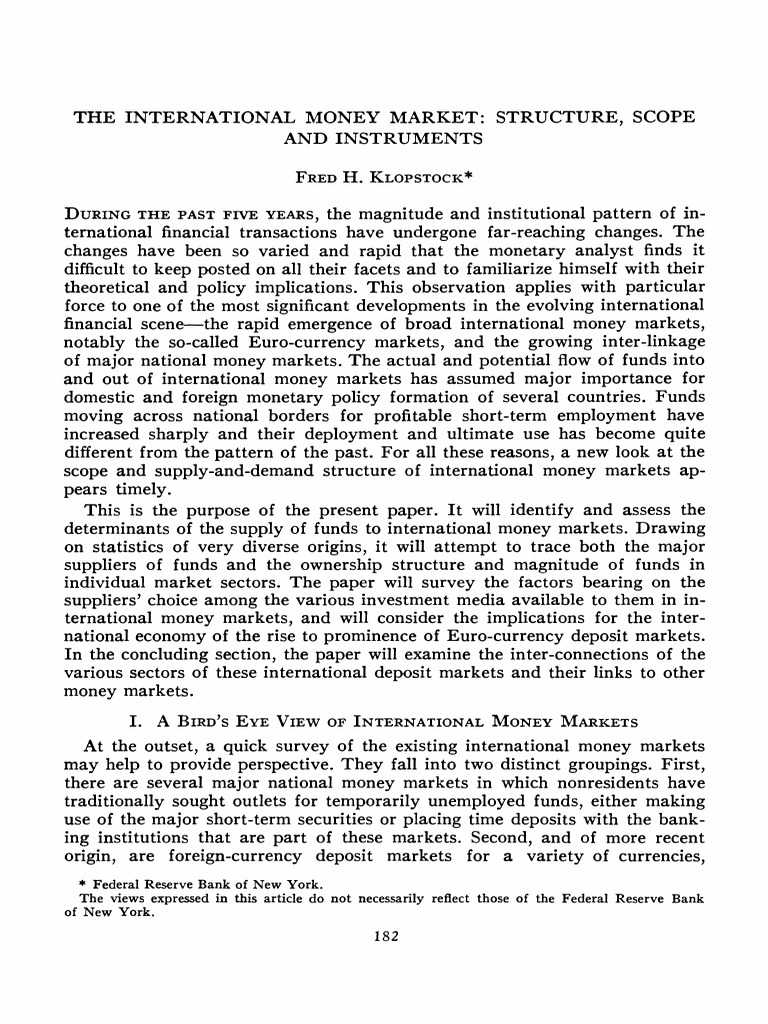 Overview of International Money Markets | PDF | Banks | Money Market