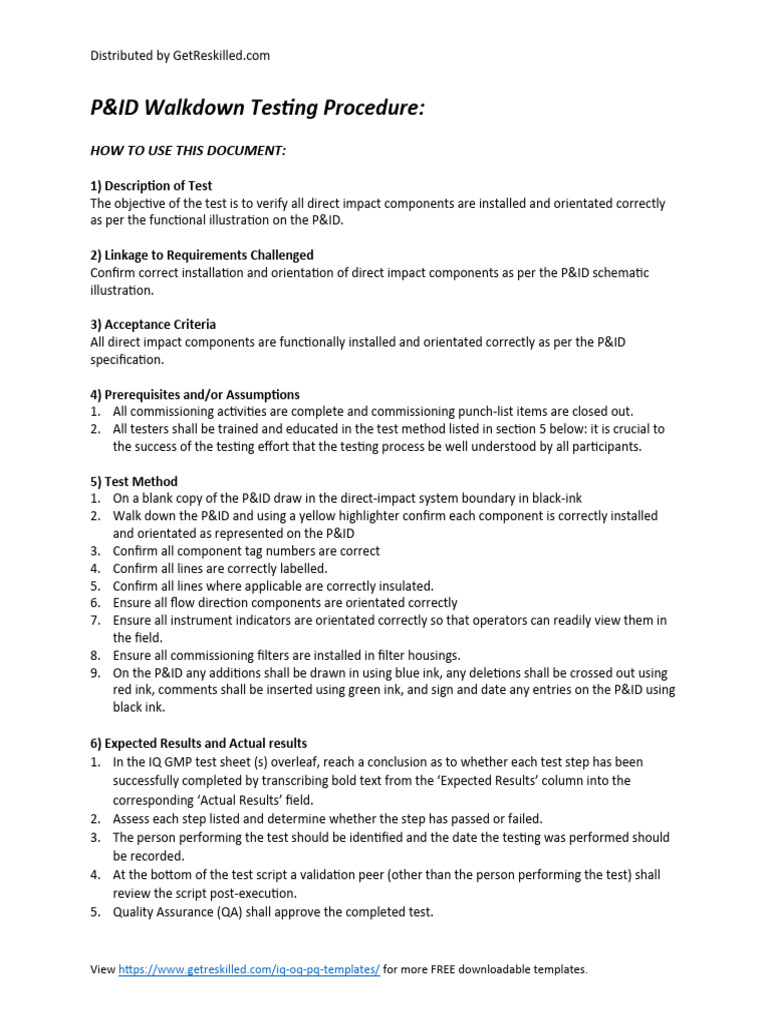 P&ID Walkdown Verification Procedure | PDF | Software Testing | Evaluation