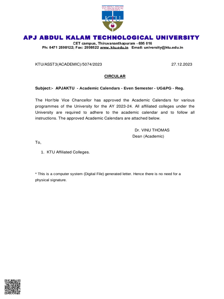 Ktu Calendar 2025 Pdf Download 