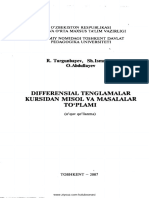 Differensial Tenglamalar Kursidan Misol Va Masalalar To'plami (R.turgunbayev Va B.)