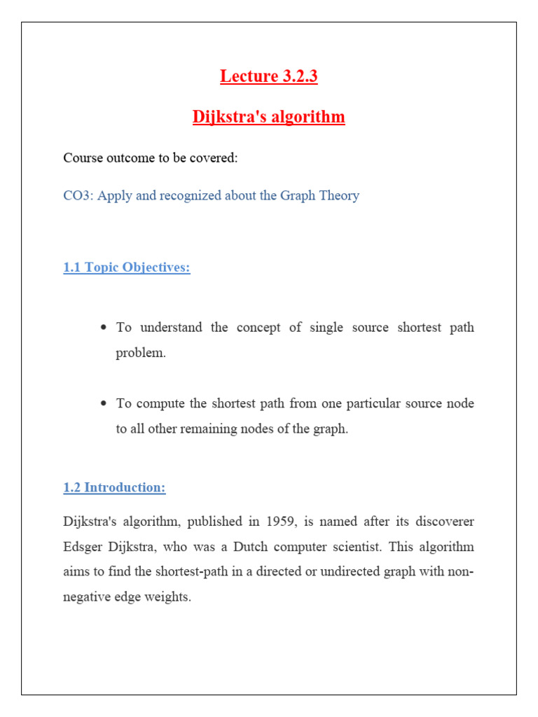 Dijkstras Algorithm | PDF | Vertex (Graph Theory) | Computer Network image.