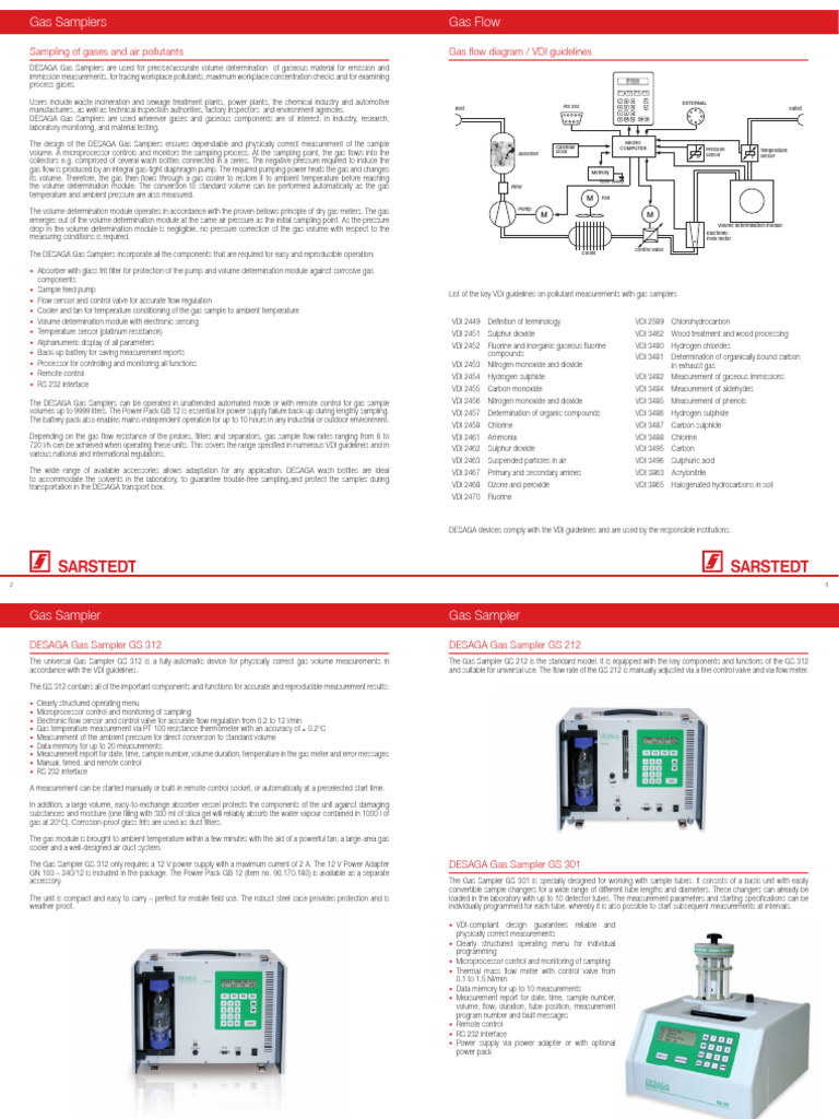 DESAGA Gas Samplers for Accurate Emission Measurement | PDF | Gases ...