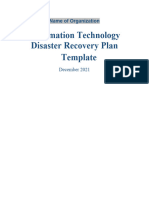 IT Disaster Recovery Plan Template