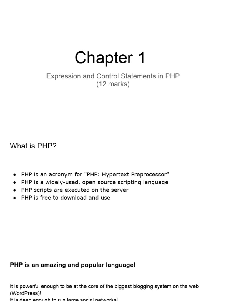 Chapter 1 PHP | PDF | Php | Boolean Data Type