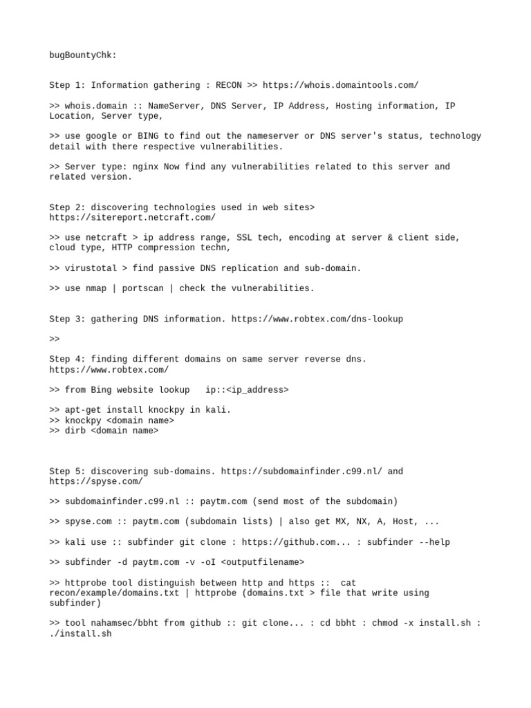 Bug Bounty CHK | PDF | Domain Name System | Network Architecture