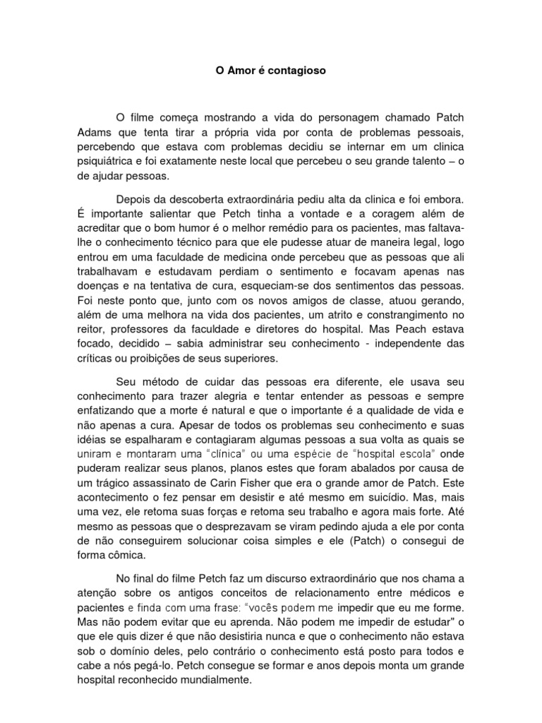 Resenha o Amor É Contagioso | Download grátis PDF | Amor | Conhecimento