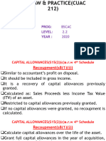 Capital Allowances Lecture Summary (Third) 2020