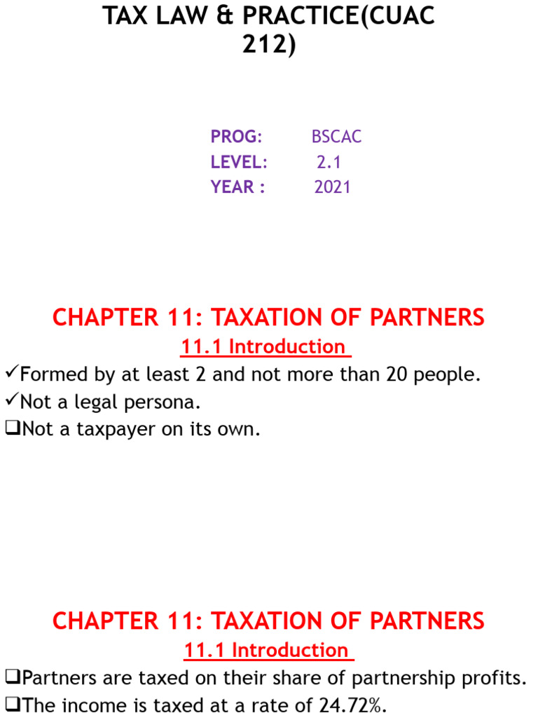 Taxation of Partnerships Overview | PDF | Taxes | Tax Deduction