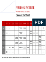 Ramadan O Level Weekly Timetable