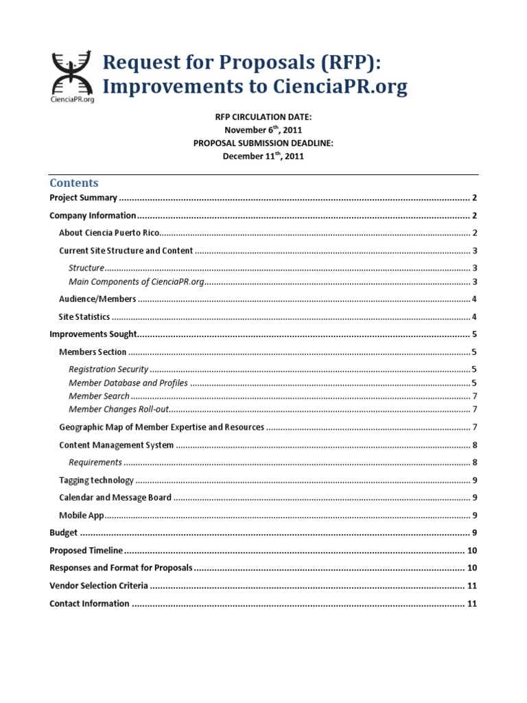 RFP: Website and Database Improvements To | PDF | Pub Med | Websites
