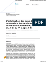 L’Artialisation des sons de la nature dans les sanctuaires à automates d’Alexandrie, du IIIe s. av. J.-C. au Ier s. apr. J.-C