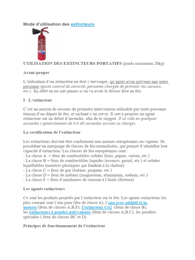 Formation Securite Sur Les Extincteurs | PDF | Matériaux | Feu