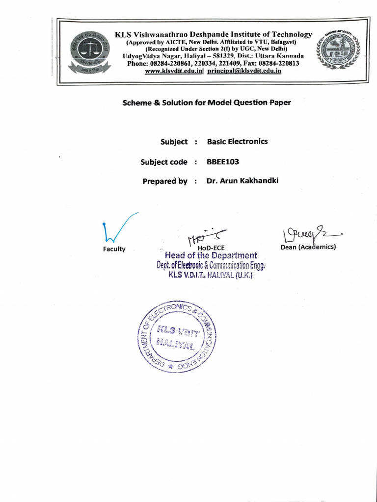 SchemeSolution Model QP BBEE103 1 | PDF