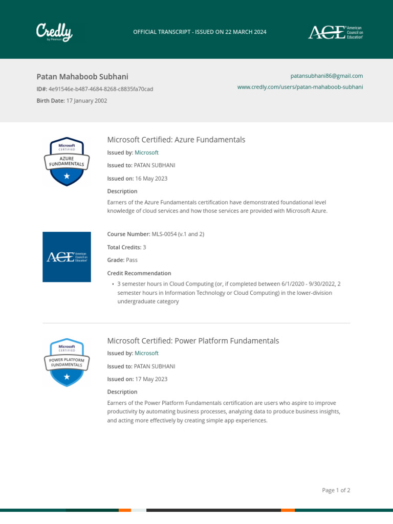 Microsoft Azure & Power Platform Certifications | PDF | Microsoft Azure ...