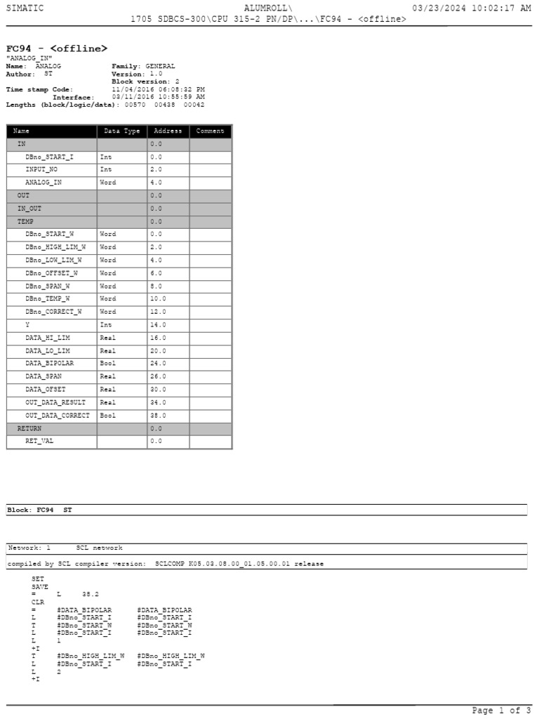 FC94 - : Name Data Type Address Comment | PDF | Computer Science ...