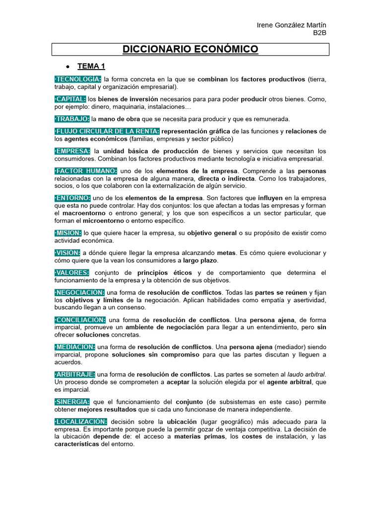 Diccionario de Términos Económicos | PDF | Business | Iniciativa ...