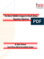 The Role of SANAS in Support of South African Regulatory Objectives