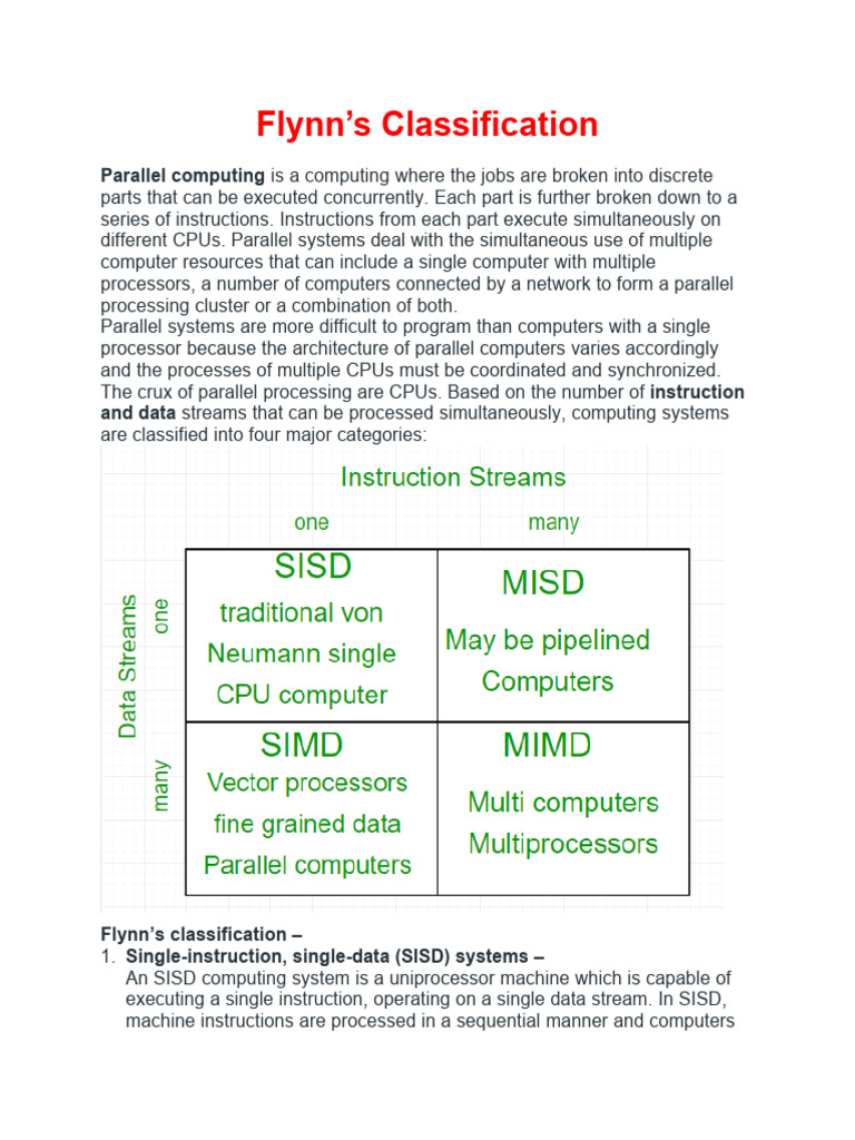 Flynn's Classification | PDF | Parallel Computing | Central Processing Unit