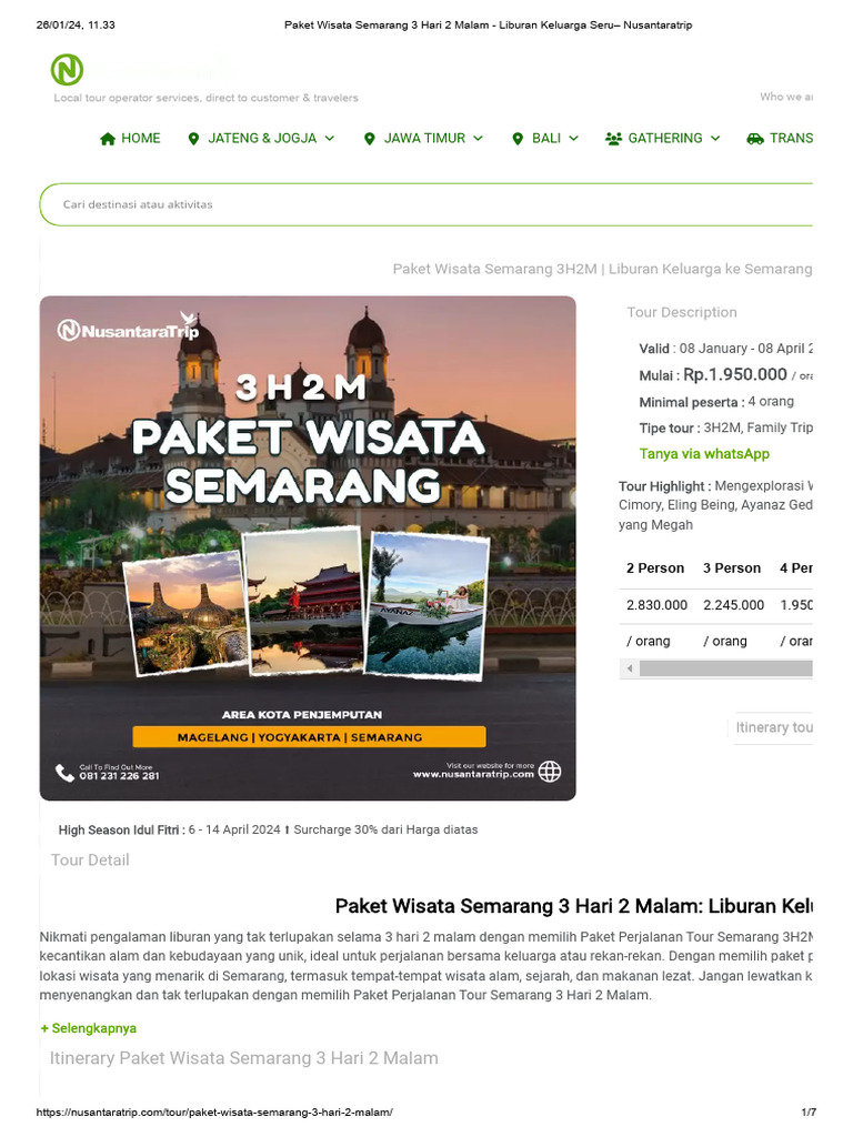 Paket Wisata Semarang 3 Hari 2 Malam - Liburan Keluarga Seru ...