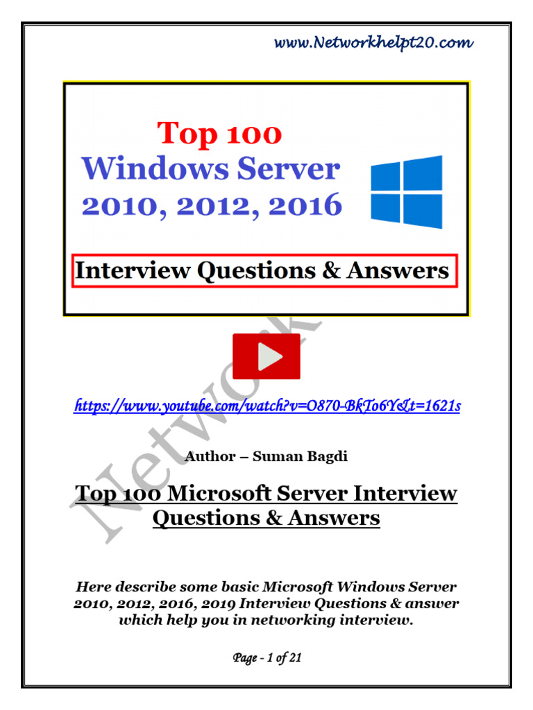 Top Microsoft Server Interview Q&A | PDF | Virtualization | Windows 10