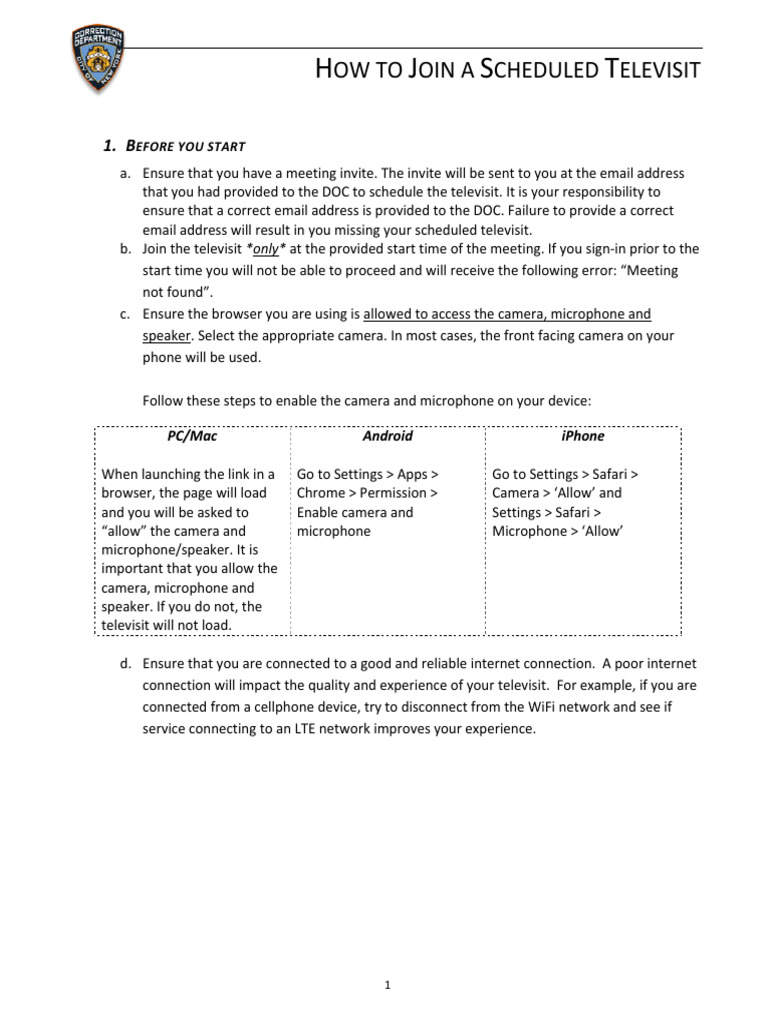 Joining Your Scheduled Televisit Guide | PDF | World Wide Web ...