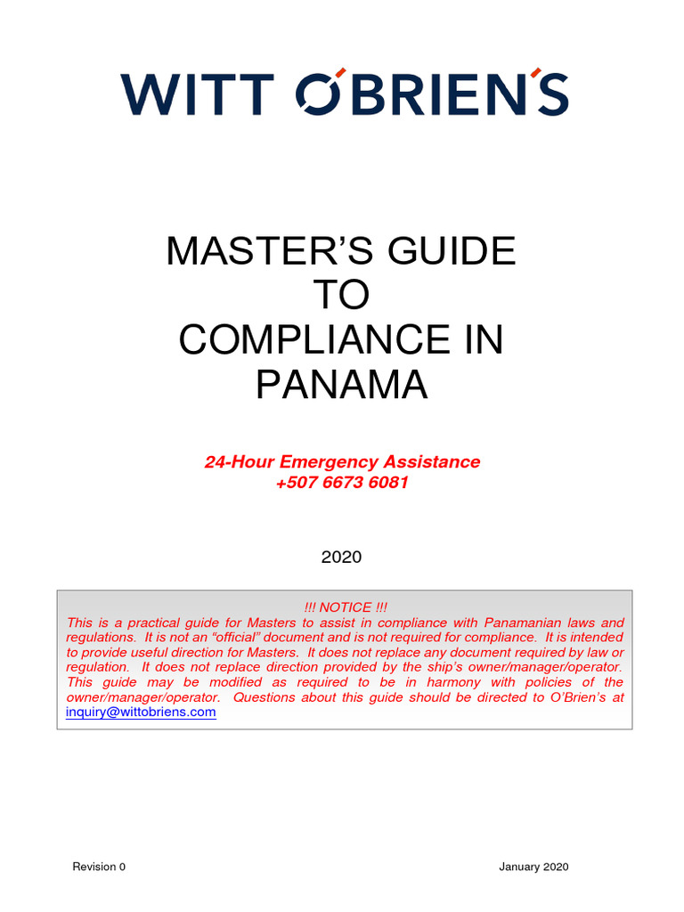 2020.01 (REV.0) PANAMA MASTERS GUIDE PDF Panama Canal Fuel Oil