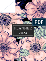 Pink and Grey Simple Floral Monthly 2024 Planner