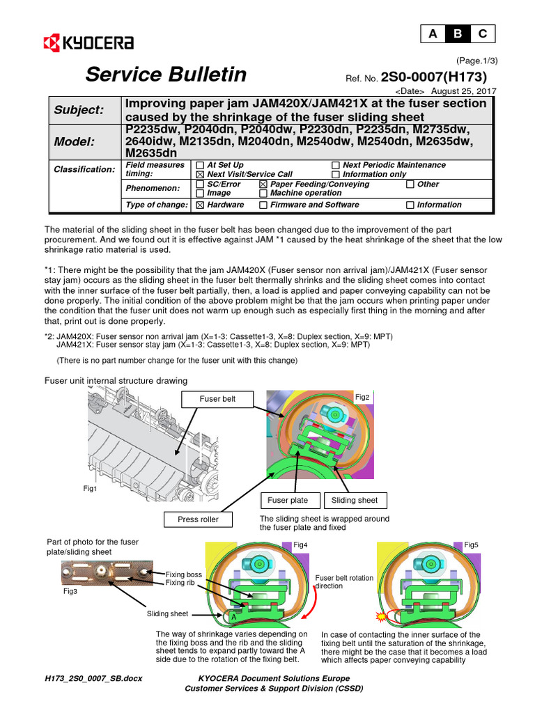 Fuser Jam Fix for Kyocera Models | PDF