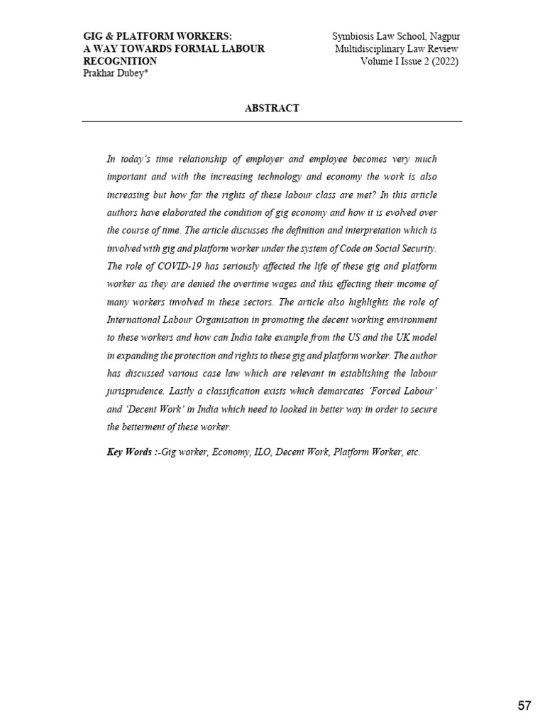 Gig and Platform Workers' Rights Analysis | PDF | Employment | Labour Law
