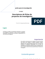 U3 - S14, S15, S16, S17, S18 - Descriptores de Fichas de Proyectos de Investigación