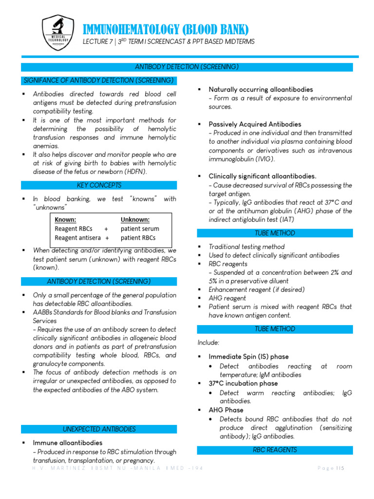 7.0 Antiboby Detection 1 | PDF | Medical Specialties | Diseases And ...