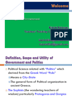 Slide 1 - Definition, Scope and Utility of Government and Politics