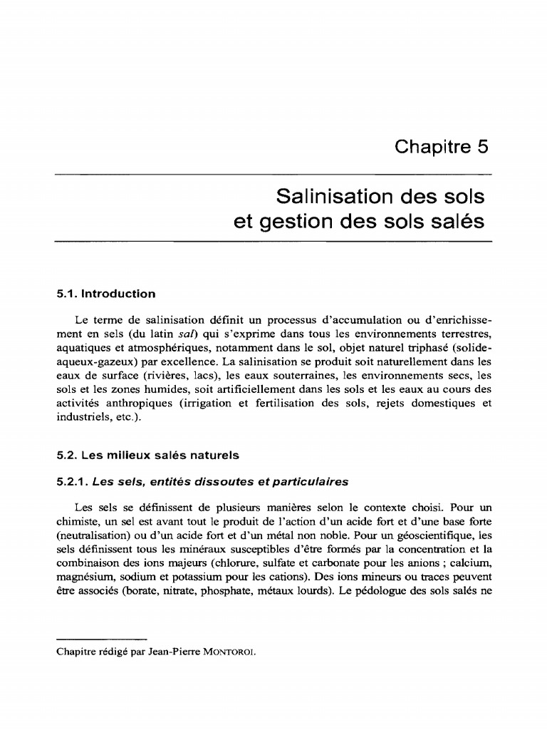 Salinisation et gestion des sols salés | PDF | Sol (pédologie) | Ion