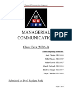 Managerial Communication: Class: Beta (MBA-I)