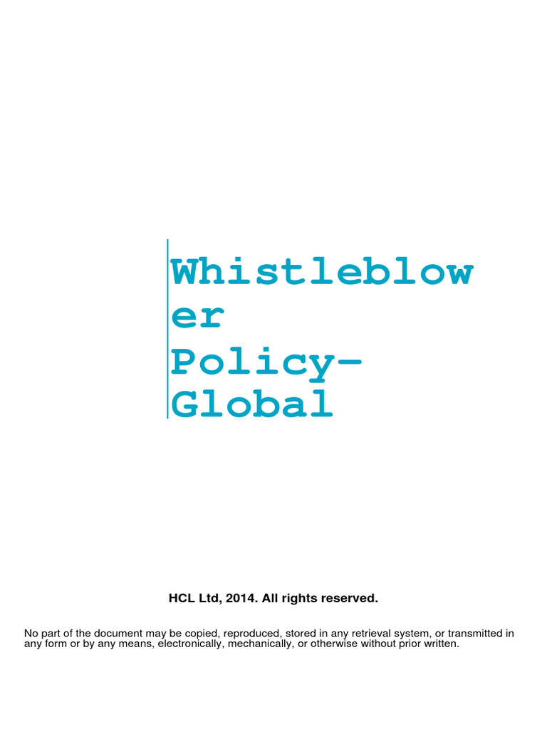 Whistleblower Policy Global 2022 Pdf Audit Committee Justice