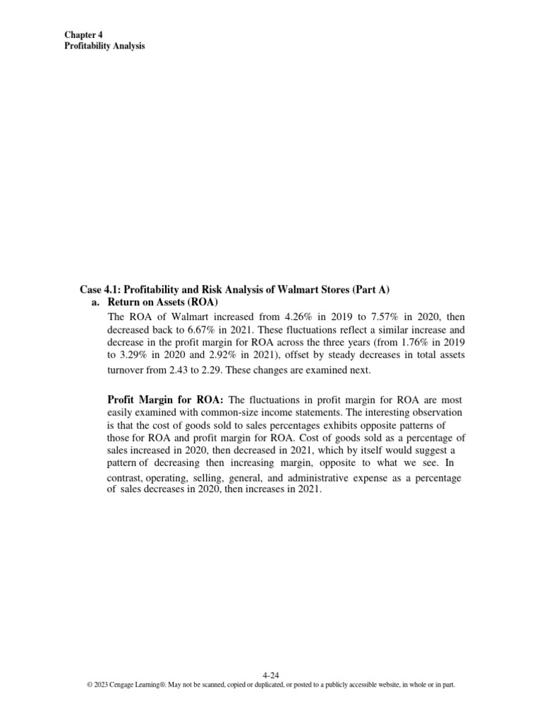 Profitability and Risk Analysis For Walmart | PDF | Leverage (Finance ...
