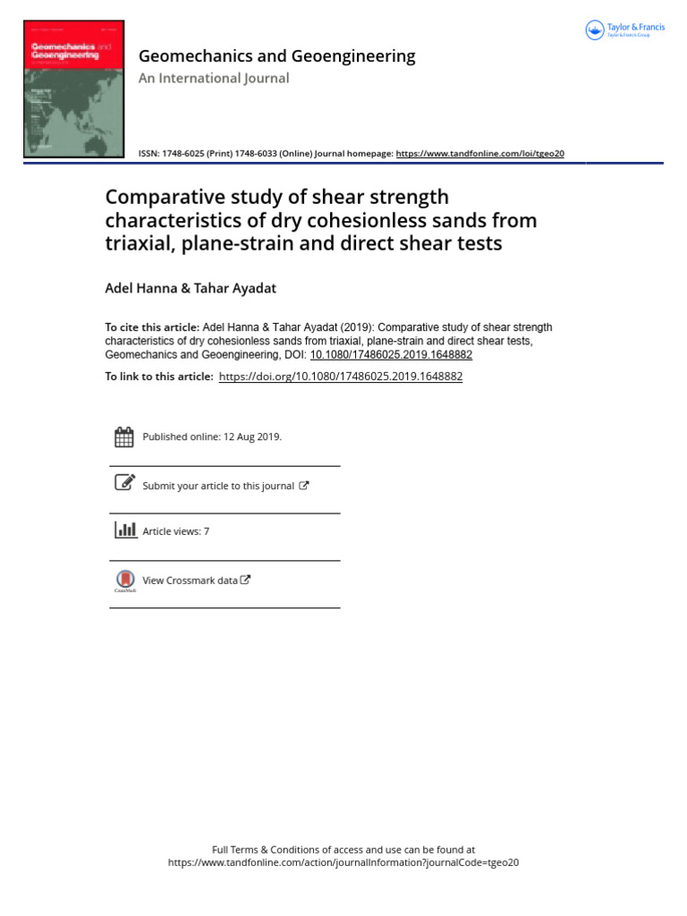 Shear Strength of Cohesionless Sands | PDF | Soil Mechanics | Strength ...