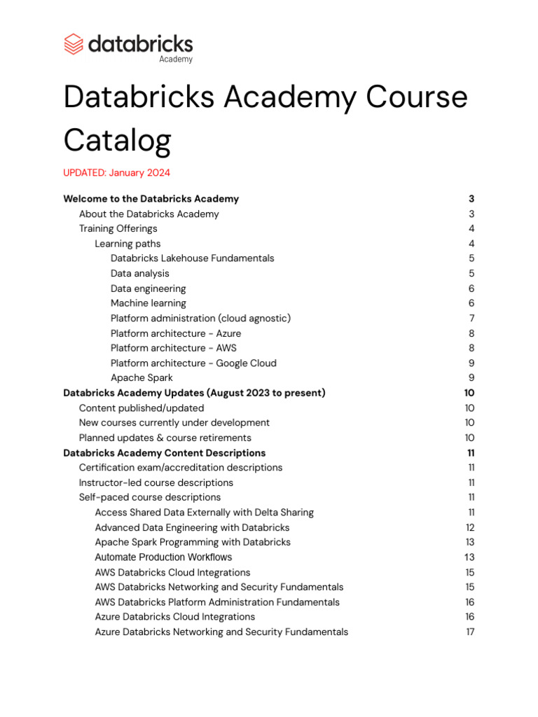 Course Catalog PDF Apache Spark Microsoft Azure