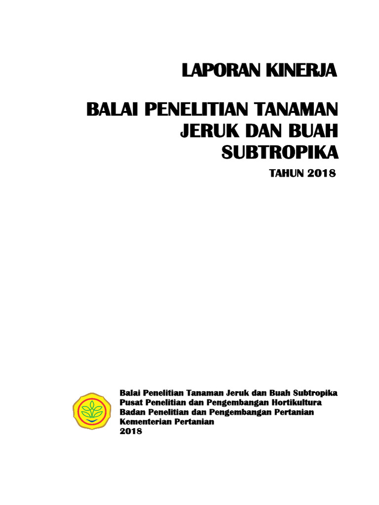 Laporan Kinerja Balitjestro 2018 | PDF