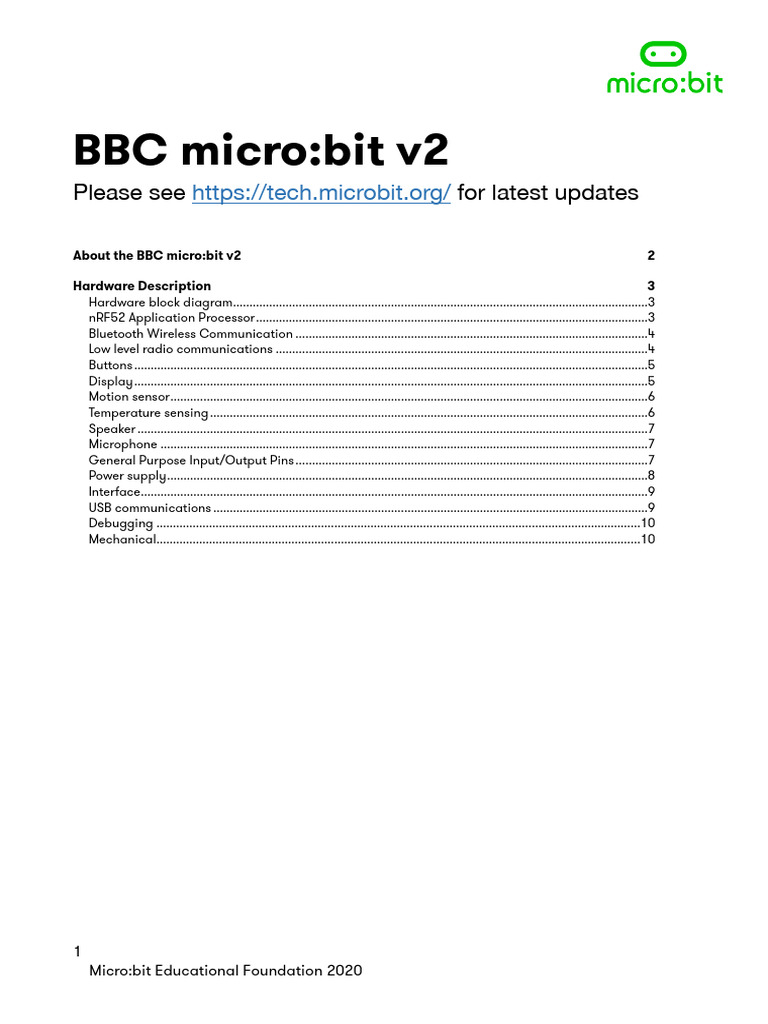 BBC micro:bit v2 Hardware Overview | PDF | Bluetooth | Usb