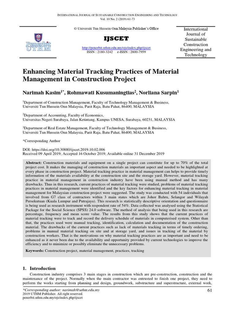 Enhancing Material Tracking in Construction | PDF | Supply Chain ...