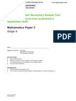 Math Progression Test Stage 9 2020 Sample P2