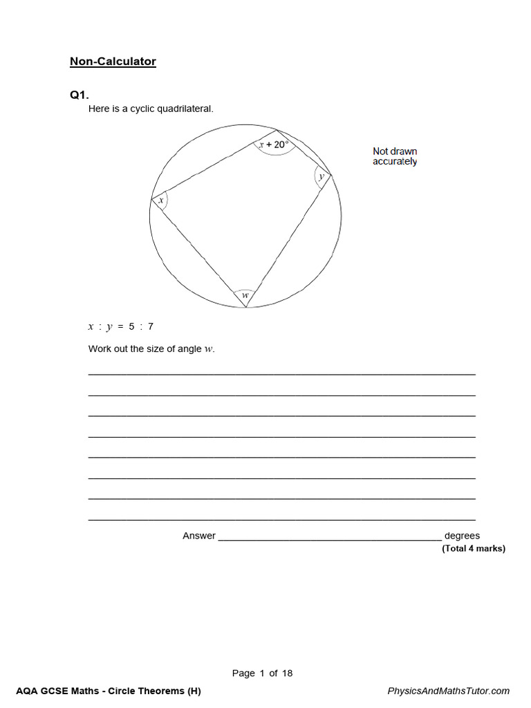 GCSE Circle Theorems Practice Questions | PDF | Circle | Geometric Shapes