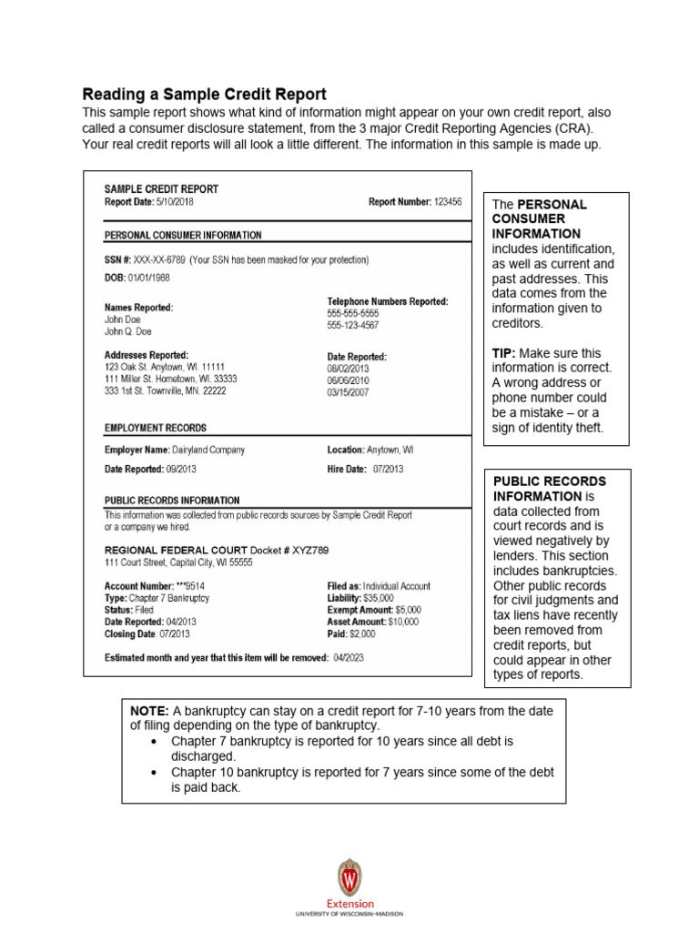 Reading A Sample Credit Report Uwex New Logo 2 Pdf Credit History