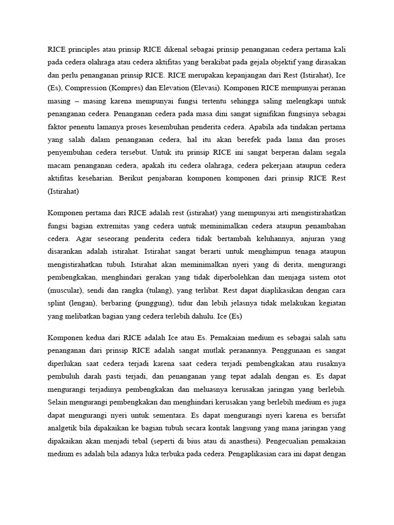 Prinsip RICE dalam Penanganan Cedera | PDF