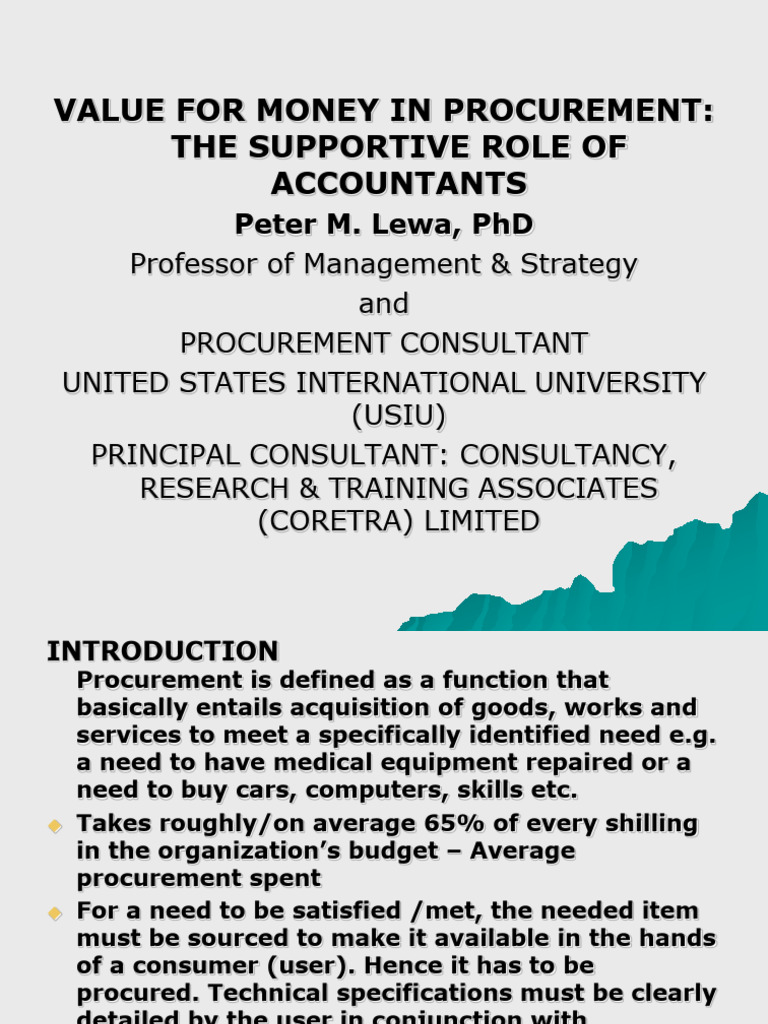 Accountants' Role in Procurement Value | PDF | Procurement | Supply Chain